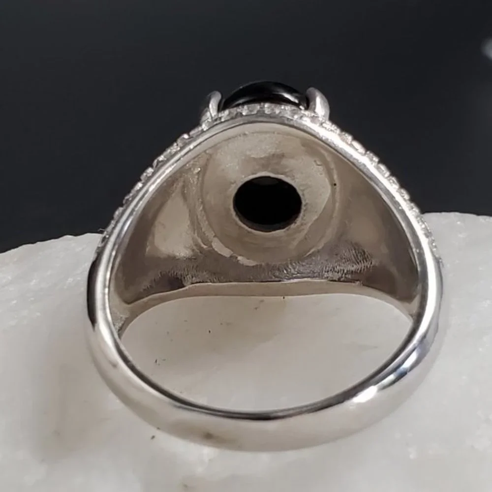 Designer Men's Jewelery Solid Silver 925 Ring Genuine Black Onyx Stone